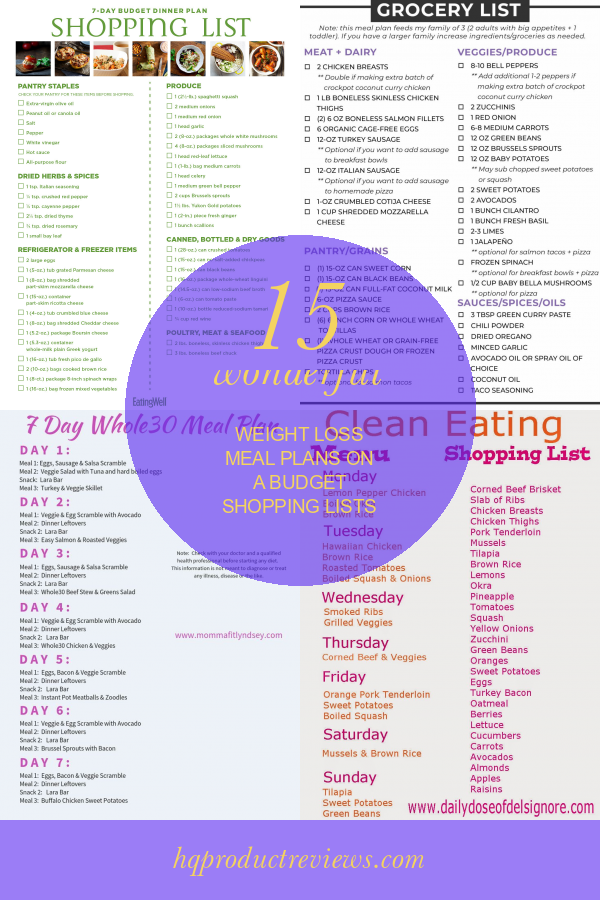 15 Wonderful Weight Loss Meal Plans On A Budget Shopping Lists Best Product Reviews